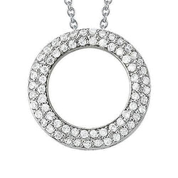 Real Diamond Circle Pendant Necklace Without Chain 2.10 Carat WG 14K
