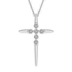 Real Diamond Cross Pendant Necklace 2.10 Ct. White Gold 14K Women Jewelry