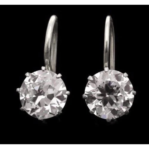 Real Diamond Drop Earrings 3 Carats Prong Setting White Gold