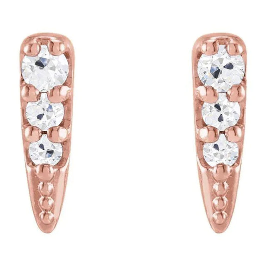 Real Diamond Drop Earrings 4.50 Carats Round Old Miner Push Backs Rose Gold