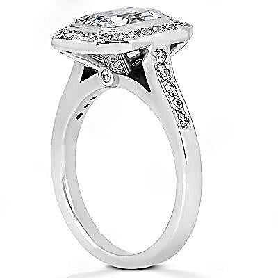Real Diamond Emerald Cut Halo Ring 