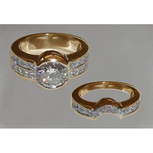 Real Diamond Engagement Antique Ring & Band Set 6.50 Ct. Yellow Gold - Engagement Ring Set-harrychadent.ca