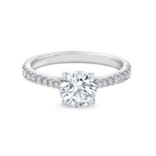 Real Diamond Engagement Ring 1.85 Carats White Gold 14K