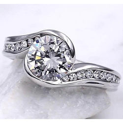 Real Natural Earth Mined Diamond Engagement Ring 2.75 Carats Tension Style Setting Women