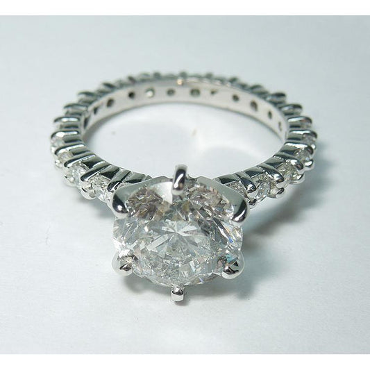 Real Diamond Engagement Ring Accented 5.25 Carats White Gold 14K