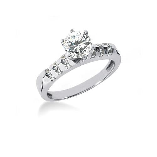 Real Diamond Engagement Ring Band Set 2 Carats White Gold 14K