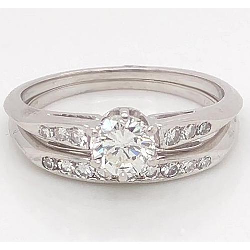 Real Diamond Engagement Ring Set 1.75 Carats Women White Gold Jewelry 14K