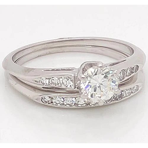 Real Diamond Engagement Ring Set 1.75 Carats Women White Gold Jewelry 14K