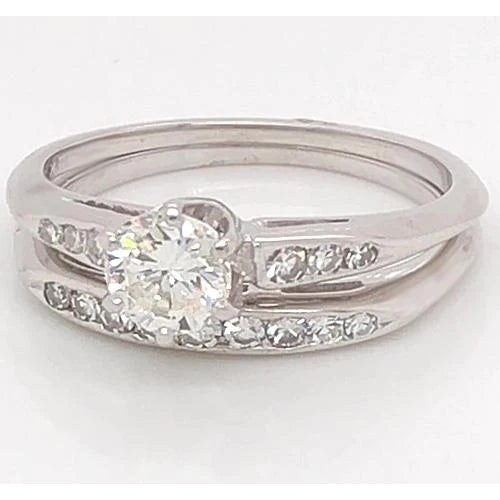 Real Diamond Engagement Ring Set 1.75 Carats Women White Gold Jewelry 14K