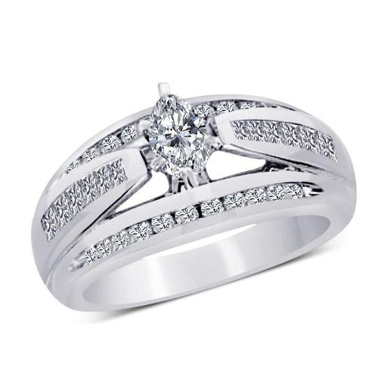 Real Diamond Engagement Ring Sparkling Jewelry 2 Carats White Gold 14K