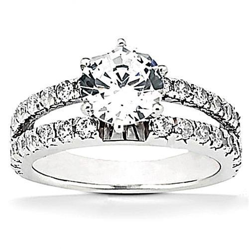 Real Diamond Engagement Ring Split Shank Prong Setting 2.50 Carat WG 14K