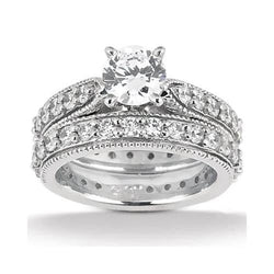 Real Natural Earth Mined Diamond Engagement Ring Vintage Style Wrap Band Set 2.45 Carats WG