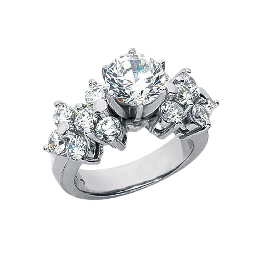 Real Diamond Engagement Ring White Gold 14K 3.30 Carats New - Engagement Ring-harrychadent.ca