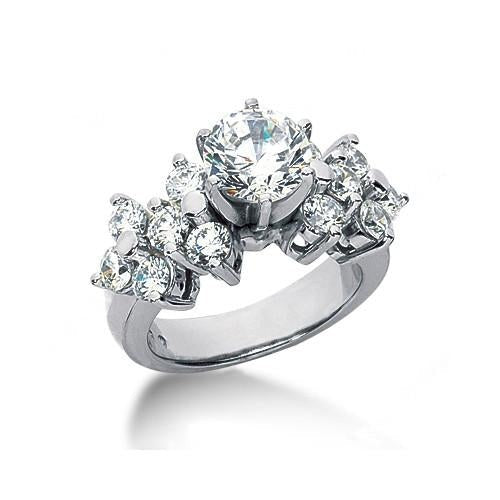 Real Diamond Engagement Ring White Gold 14K 3.30 Carats New - Engagement Ring-harrychadent.ca