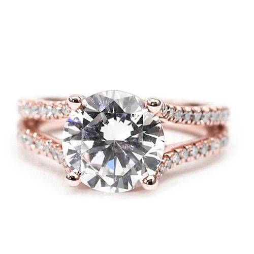 Real Diamond Engagement Rose Gold Ring