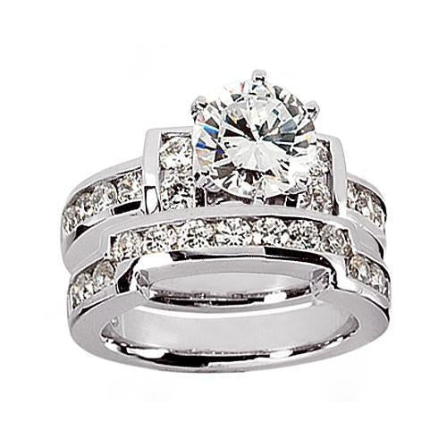 Real Diamond Engagement Set 2.66 Carats White Gold 14K New Women Jewelry - Engagement Ring Set-harrychadent.ca