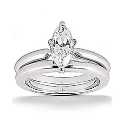 Real Natural Earth Mined Diamond Engagement Solitaire Ring Band Set 1.25 Carat Marquise WG 14K