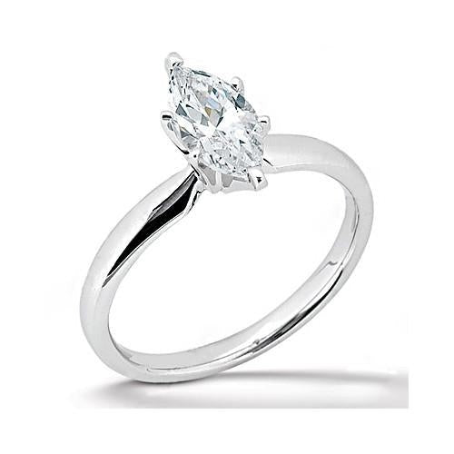 Real Diamond Engagement Solitaire Ring Band Set 1.25 Carat Marquise WG 14K - Engagement Ring Set-harrychadent.ca