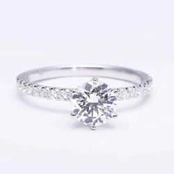 Real Diamond Engagement Solitaire Ring With Accents 2 Carats