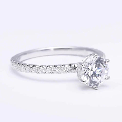 Real Diamond Engagement Solitaire Ring With Accents 2 Carats