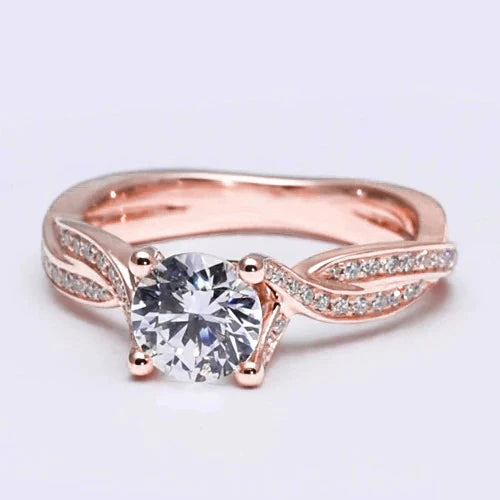 Real Diamond Engagement Solitaire Ring With Accents
