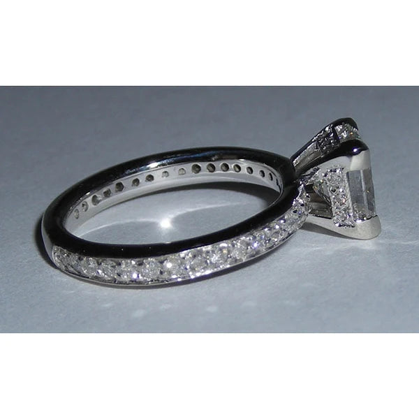 Real Diamond Fancy Engagement Ring Set White Gold 3.51 Carats