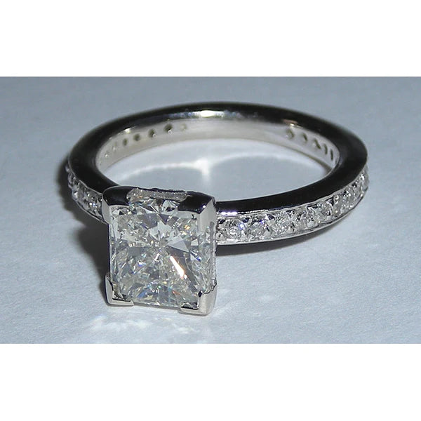 Real Diamond Fancy Engagement Ring Set White Gold 3.51 Carats