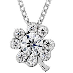 Real Natural Earth Mined Diamond Flower Style Pendant Necklace With Chain 2.70 Carat WG 14K