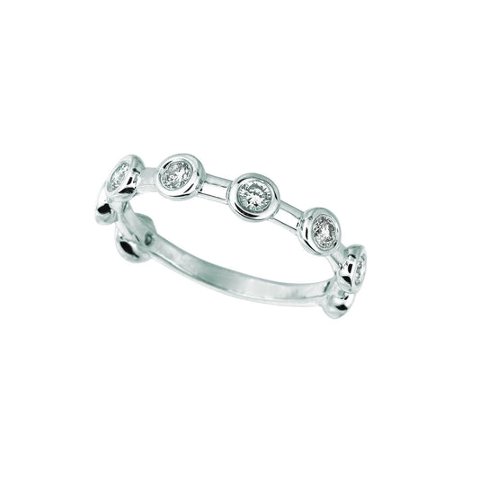 Real Diamond Half Eternity Band 0.50 Carats Bezel Set 14K White Gold - Band-harrychadent.ca