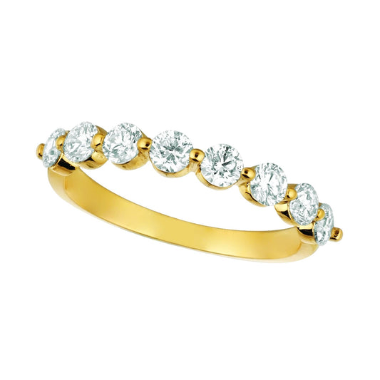 Real Diamond Half Eternity Band 1 Carat 14K Yellow Gold Jewelry - Half Eternity Band-harrychadent.ca