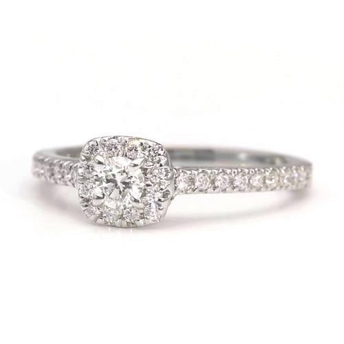 Real Diamond Halo Engagement Ring 1.25 Carats White Gold Women Jewelry