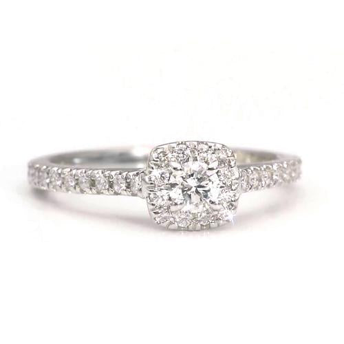 Real Diamond Halo Engagement Ring 1.25 Carats White Gold Women Jewelry