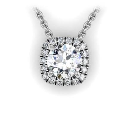 Real Diamond Halo Pendant Slide Necklace 2.70 Carats White Gold 14K