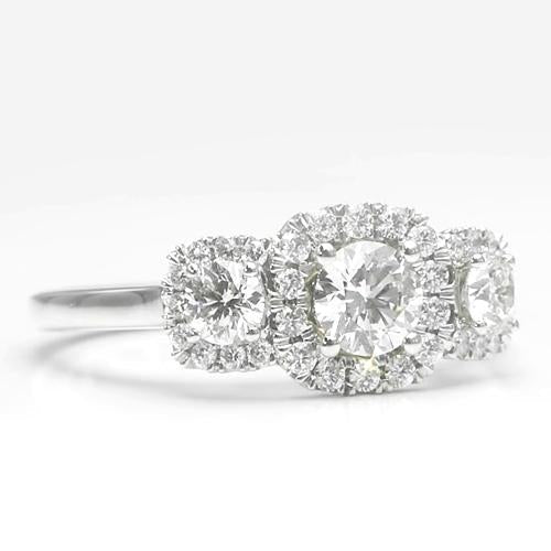 Real Diamond Halo Ring 2.75 Carats Prong Setting White Gold Women Jewelry