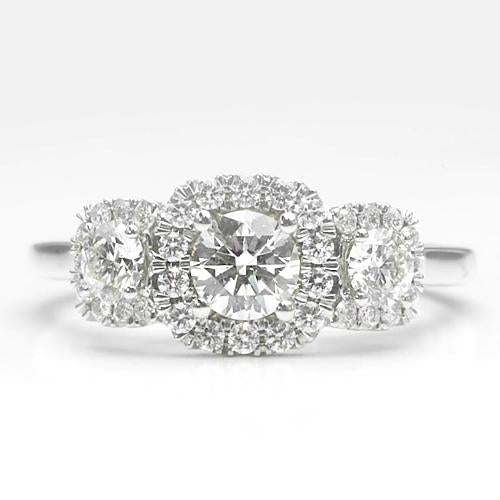 Real Diamond Halo Ring 2.75 Carats Prong Setting White Gold Women Jewelry