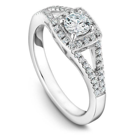 Real Diamond Halo Ring 3.50 Ct Split Shank White Gold 14K