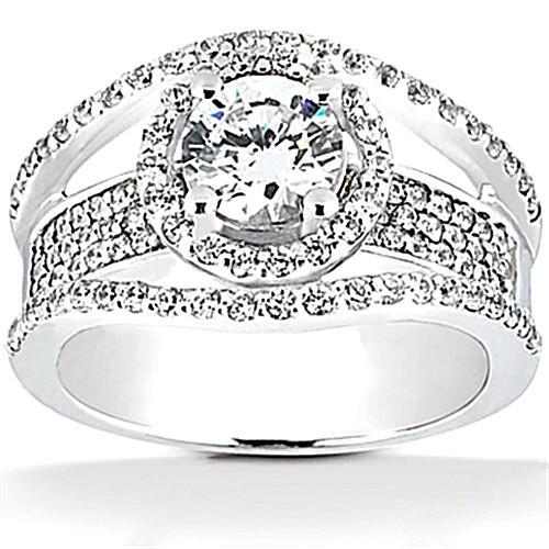 Real Diamond Halo Ring Engagement Ring White Gold 2.85 Carats