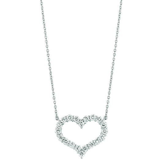 Real Diamond Heart Necklace Pendant 3.08 Carats 14K White Gold