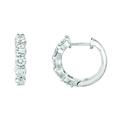 Real Diamond Hoop Earrings 1.51 Carats 14K White