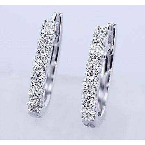 Real Diamond Hoop Earrings 2.40 Carats White Gold Women 0.75 