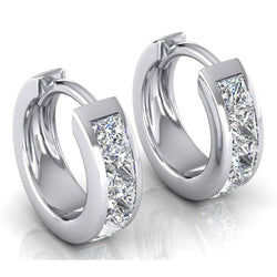 Real Diamond Huggies Huggy Earrings Princess Cuts