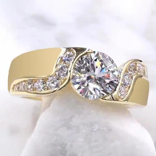 Real Diamond Jewelry 2 Carats Tension Style Setting Engagement Ring Gold