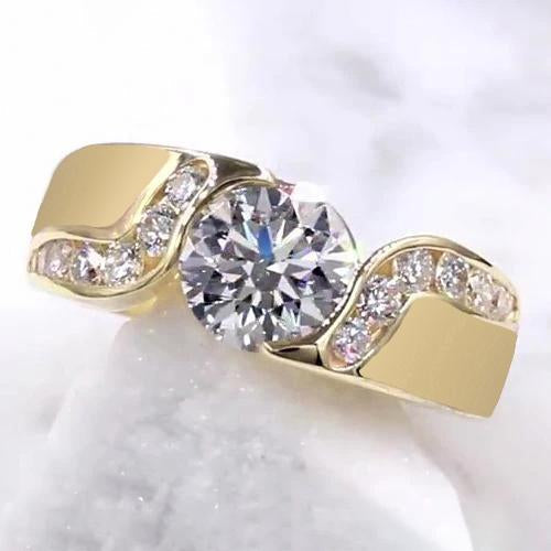 Real Diamond Jewelry 2 Carats Tension Style Setting Engagement Ring Gold