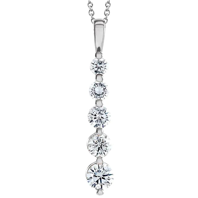 Real Diamond Journey Pendant 4.10 Carats Ladies Jewelry White Gold 14K