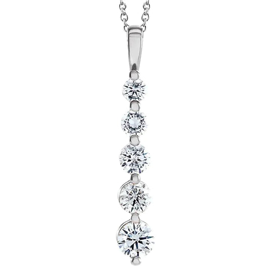 Real Diamond Journey Pendant 4.10 Carats Ladies Jewelry White Gold 14K