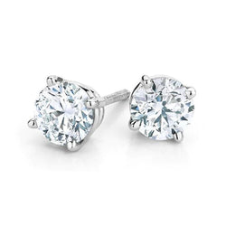 Real Natural Earth Mined Diamond Lady Studs Earring 4 Carats White Gold 14K