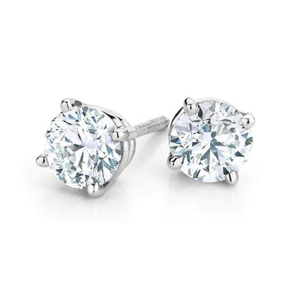 Real Diamond Lady Studs Earring 4 Carats White Gold 14K