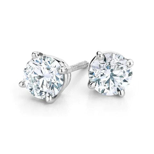 Real Diamond Lady Studs Earring 4 Carats White Gold 14K