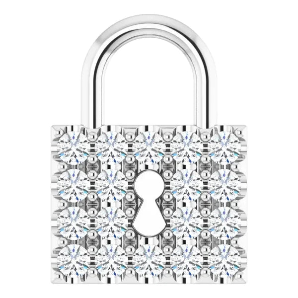 Real Diamond Lock Pendant 0.90 Carats F Vs1 Jewelry