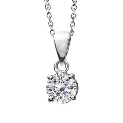 Real Diamond Necklace Pendant 1.25 Carats White Gold 14K  Round Cut